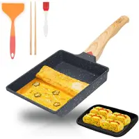 Unyqoos Rechthoekige anti-aanbak omeletpan met accessoires voor diverse kookplaten