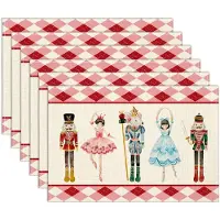 Unyqoos Set van 6 Afwasbare Placemats voor Kerstdecoratie en Dagelijks Gebruik