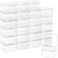 Unyqoos Set van 24 transparante, compacte opbergboxen met flipdeksel – 6,2 x 6,2 x 4 cm, 120 ml, stapelbaar, kunststof, met kliksluiting