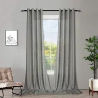 Unyqoos Elegante lichtdoorlatende grijze gordijnen met linnenlook en oogjes voor interieur