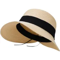 Unyqoos Dames Zonnehoed met Brede Rand en Elegant Band voor Zomer en Strandbescherming