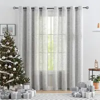 Unyqoos Transparante gordijnen set van twee met linnenstructuur voor woonkamer en slaapkamer 136 x 225 cm