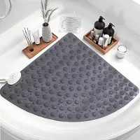 Unyqoos Grijze driehoekige antislip douchemat met zuignappen en schimmelbestendig ontwerp