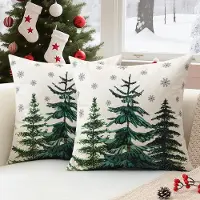 Unyqoos Set van twee decoratieve kussenhoezen met kerstmotief voor een feestelijk interieur
