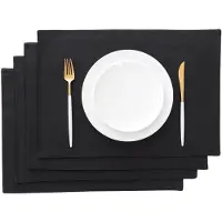 Unyqoos Elegante Zwarte Placemats Set van 4 voor Stijlvolle Tafeldecoratie en Bescherming