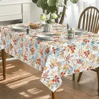 Unyqoos Rechthoekig Herfst Tafelkleed 100x140 cm met Blauw-Oranje Bladmotief voor Feestelijke Gelegenheden