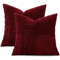Unyqoos Set van 2 decoratieve corduroy kussenhoezen met bohemian streepontwerp 50x50 cm