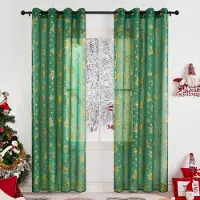Unyqoos Transparante kerstgordijnen met feestelijke print voor sfeervolle woonkamer