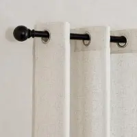 Unyqoos Stijlvolle Boho Linnen Gordijnen Set voor Woonkamer in Landhuisstijl, 240x140 cm, Half Transparant