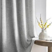 Unyqoos Stijlvolle Semi-Transparante Gordijnen met Plooiband in Grijze Linnenlook - Set van Twee, 260x140cm