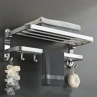 Unyqoos Zelfklevende Handdoekhouder met Dubbele Stangen en Haken voor Badkamer en Keuken