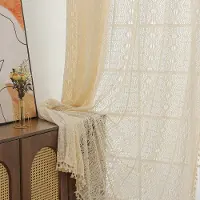 Unyqoos Elegante en Stijlvolle Vintage Gordijnen Set met Borduurwerk en Kwastjes voor Woon- en Slaapkamer