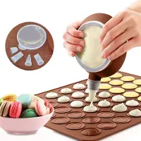 Unyqoos Siliconen Bakmat voor Macarons met Multifunctionele Spuitzak en Verschillende Decoratietips