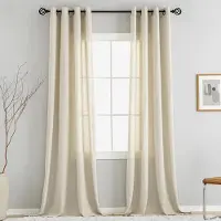 Unyqoos Stijlvolle beige linnen gordijnen met bronskleurige ogen voor woonkamer