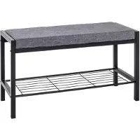 Unyqoos Moderne schoenenbank met metalen frame en grijze textiel bekleding
