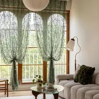 Unyqoos Elegante groene gordijnen met ruches en bloemenpatroon voor sfeervolle woonkamer