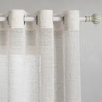 Unyqoos Stijlvolle halftransparante gordijnen met linnenlook voor woonkamer en slaapkamer