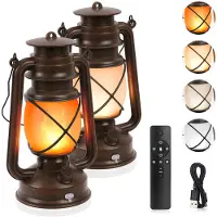Unyqoos Set van twee vintage buitenlantaarns met vlameffect en dimbare lichtmodi