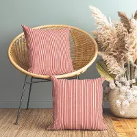Unyqoos Set van Twee Decoratieve Kussenslopen van Katoen in Rood-Witte Strepen