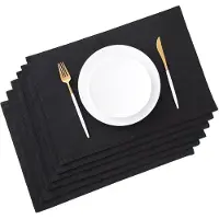 Unyqoos Zwarte Wasbare Placemats Set van 6 - Dubbelzijdig en voor Elke Tafel
