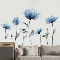 Unyqoos Grote blauwe bloemen muurstickers met vogels en vlinders voor elke kamer