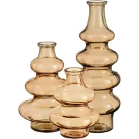 Mica Decorations Bloemenvaas Sira - 3x - transparant glas - bruin - 3 maten - vaas - sierlijk model