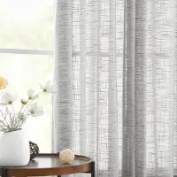 Unyqoos Gezellige Lichtdoorlatende Linnenlook Gordijnen met Slub-Textuur en Oogjes voor Diverse Ruimtes