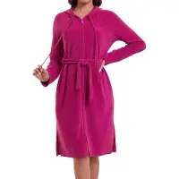 Unyqoos Comfortabele damesbadjas met capuchon en ritssluiting voor thuis en wellness