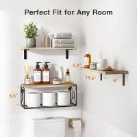 Unyqoos Stijlvolle Houten Wandplanken Set voor Diverse Ruimtes met Draadmanden