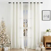 Unyqoos Stijlvolle halftransparante gordijnen met oogjes voor veelzijdig interieur 136 x 225 cm