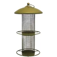 Unyqoos Waterdichte, gepoedercoate metalen voederpal voor wilde vogels – elegant, 30 x 16 x 16 cm, met waterafvoer en 2 zitringen, geschikt voor grof vogelvoer