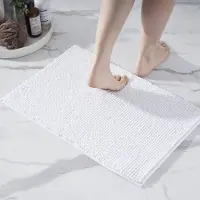 Unyqoos Ultrazachte Antislip Chenille Badmat voor Douche en Badkamer, Wasbaar, 40 x 60 cm, Wit