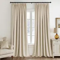 Unyqoos Beige fluwelen gordijnen set met plooiband voor elegante raamdecoratie