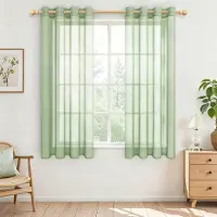 Unyqoos Moderne saliegroene semi-transparante gordijnen set voor slaapkamer