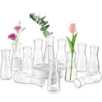 Unyqoos Set van 12 moderne transparante glazen vazen voor stijlvolle tafeldecoratie