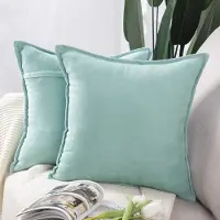 Unyqoos Set van 2 Luxe Zachte Chenille Sierkussenhoezen in Fris Blauwgroen, 45 x 45 cm