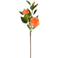 Mica Decorations Kunstbloem Hibiscus Floral - H74 cm - oranje - kunststof - stelen kunstbloemen - boeket - rozen bloemetjes