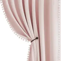 Unyqoos Charmant Roze Pompon Verduisteringsgordijn Set met Ringen voor Huiselijke Sfeer en Privacy