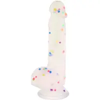 Unyqoos Flexibele siliconen dildo 19,5 cm met kleurrijk patroon en sterke zuignap voor veelzijdig gebruik