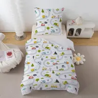 Unyqoos Zachte microvezel kinderbeddengoedset met autodesign en ritssluiting