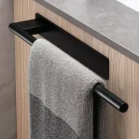Unyqoos Stijlvolle zwarte zelfklevende handdoekhouder voor badkamer en keuken