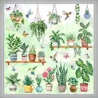 Unyqoos Dubbelzijdige raamstickers met planten en vogels voor glasdecoratie