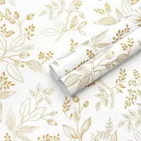 Unyqoos Vintage zelfklevend bloemenbehang in wit en goud voor interieurdecoratie