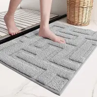 Unyqoos Badmat, antislip, wasbaar, zachte microvezel, absorberende badmat, antislip, wasbaar, voor douche, badkamer, bad, grijs, 50 x 80 cm