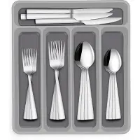 Unyqoos Bestekset voor 12 personen, 60-delige roestvrijstalen bestekset met geschenkdoos, bestekset met mes vorklepel, hoogwaardig roestvrijstalen bestek, hoogglans gepolijst & vaatwasmachinebestendig