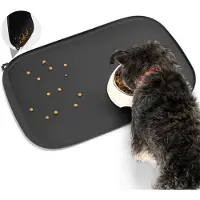 Unyqoos siliconen voerbakmat – waterdige onderzetter voor voerbakken met opvangbak en verhoogde randen, vaatwasmachinebestendig, geschikt voor honden en katten, verkrijgbaar in verschillende maten