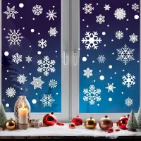 Unyqoos Witte sneeuwvlok raamstickers voor kerstdecoratie zonder lijm, herbruikbaar