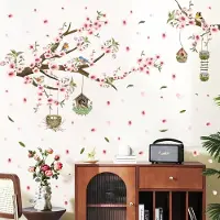 Unyqoos Roze Bloemen Muurdecoratie voor Woonkamer en Slaapkamer Met Libelle