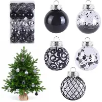 Unyqoos Set van 30 handgemaakte onbreekbare kerstballen in elegante zwarte kleur