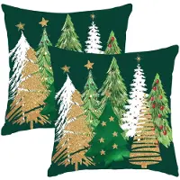 Unyqoos Set van 4 decoratieve kerstkussenhoezen met boerderijthema en groene accenten